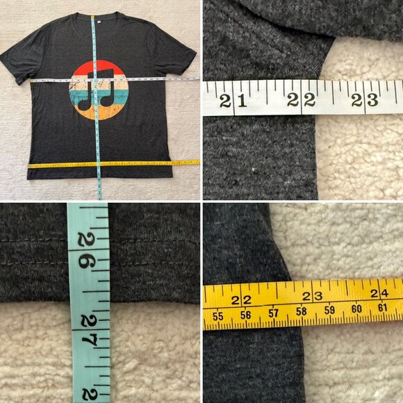 Music Notes T Shirt Size XL Retro Eighth Note Graphic Charcoal Gray - Picture 5 of 8